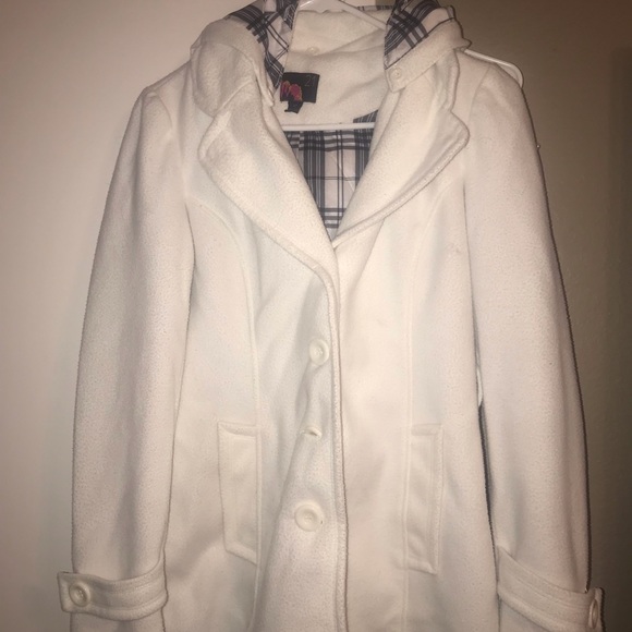 Forever 21 white coat with detachable hood - Picture 1 of 4